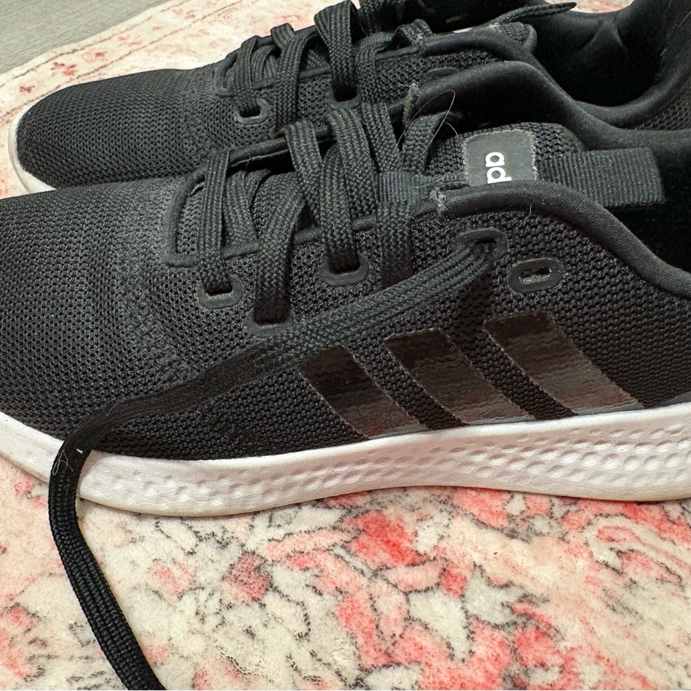 Adidas Black Mesh Sneakers with White Outsole